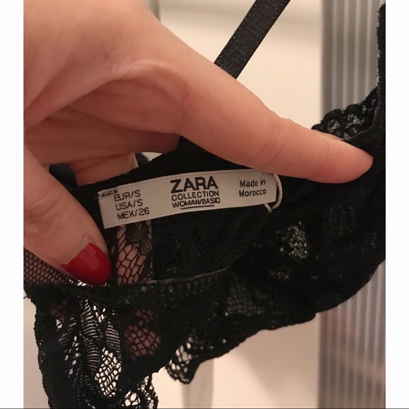 NWT Zara Sheer Black Lace Bralette Bra Top Size S - Picture 7 of 9